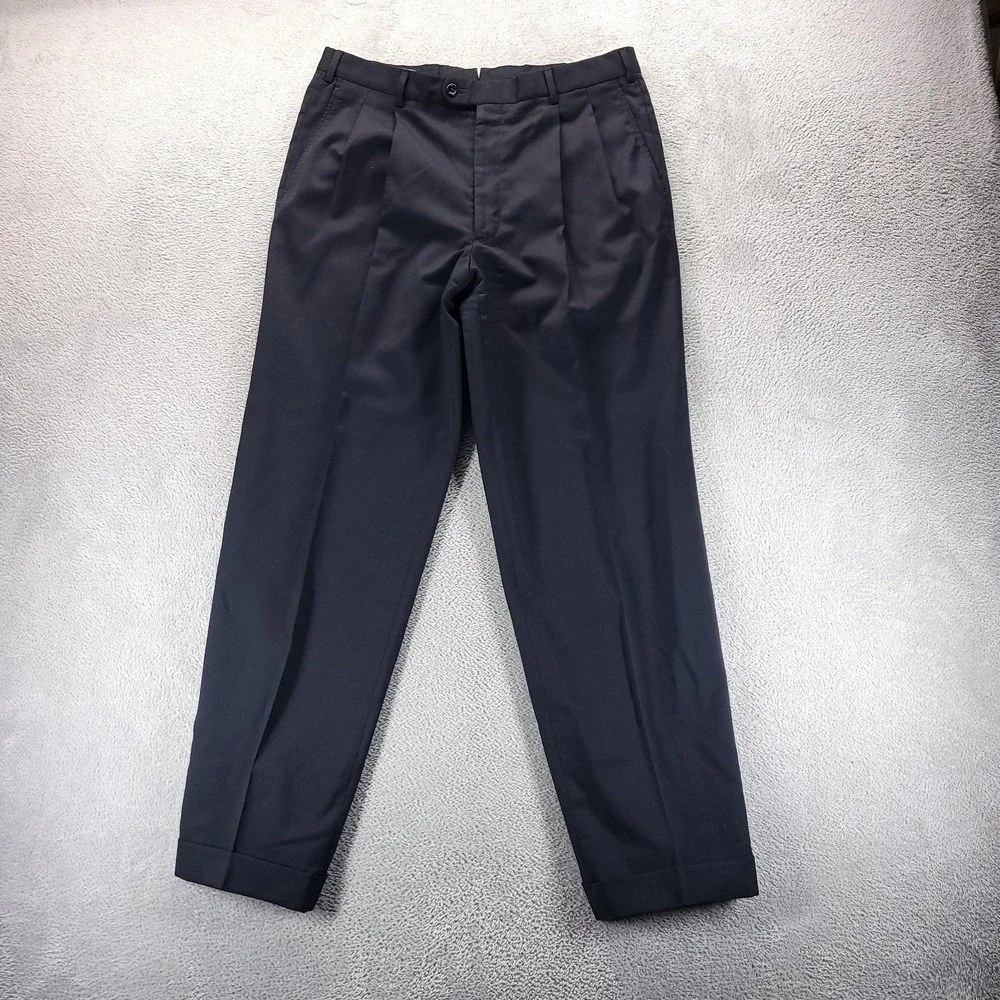 Armani Collezioni Suit Mens 40 34x32 Black Wool 2 Piece Made In Italy Wedding
